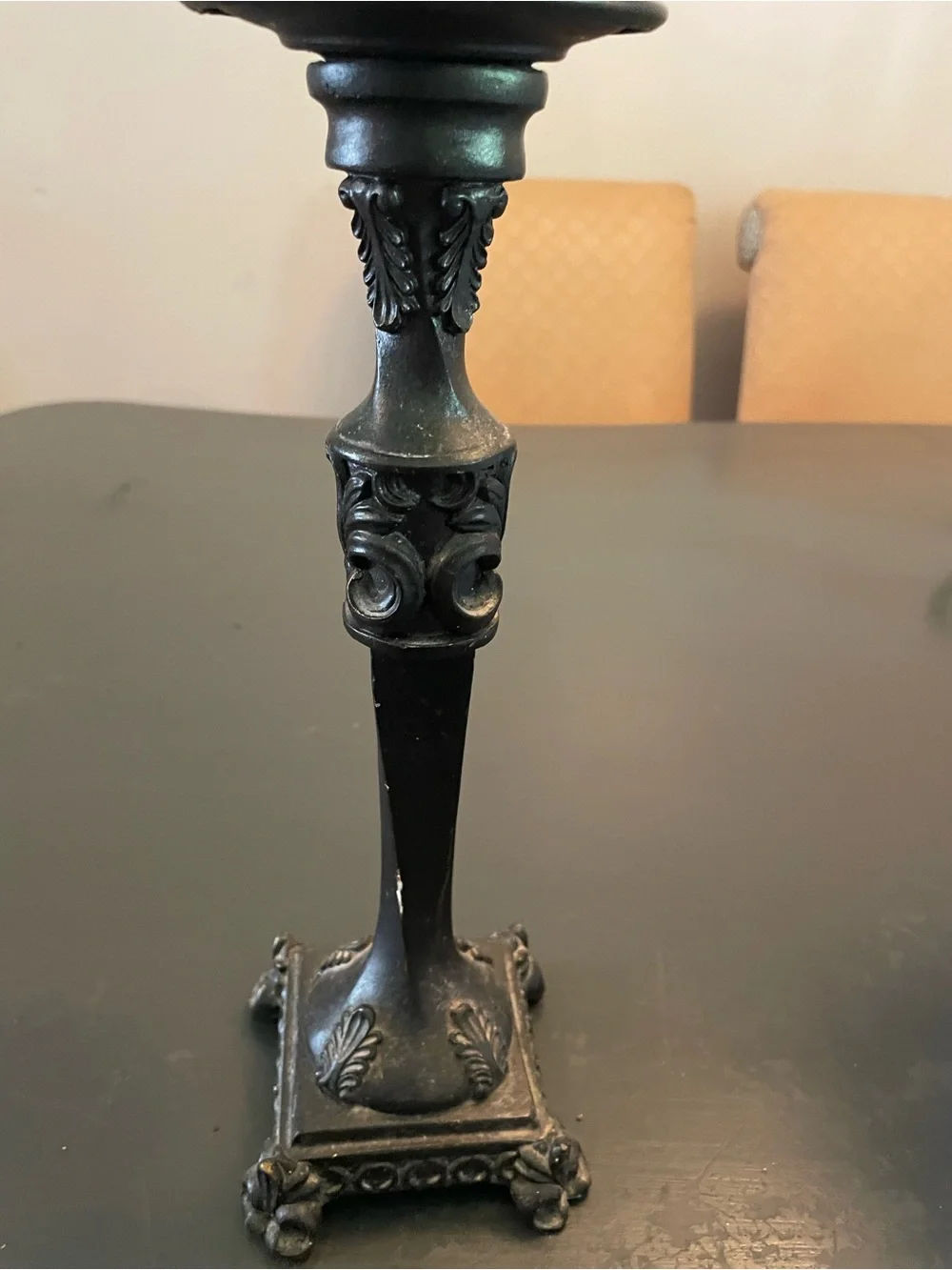 Black Decorative wooden and metal   Candlestick Holder goth vampire vintage